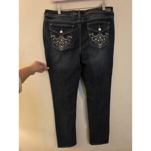 Earl Jeans Women's‎ 14 Straight Leg Medium Wash Stretch Embellished Flap Pockets